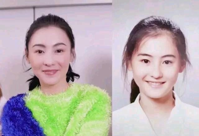 39岁张柏芝还原旧照,美人尖从小就出现,中学时期更是校花级容颜