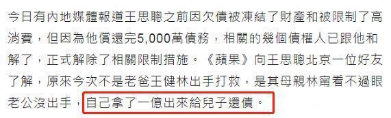 港媒曝:她豪掷1亿替王思聪还债?亲妈林宁家世背景这么牛?