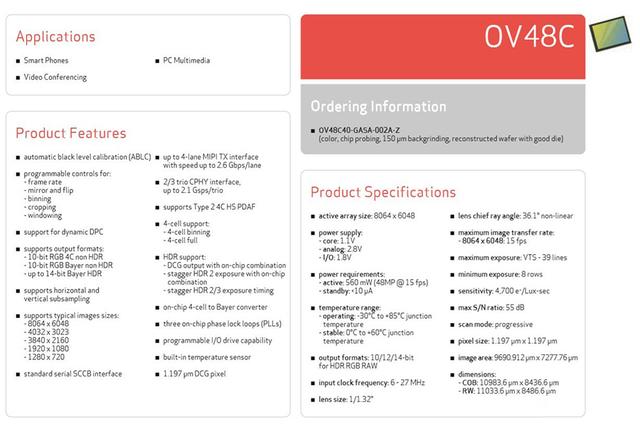 比1亿像素还大:OV发布4800W像素巨型CMOS,可惜太冷门没人首发