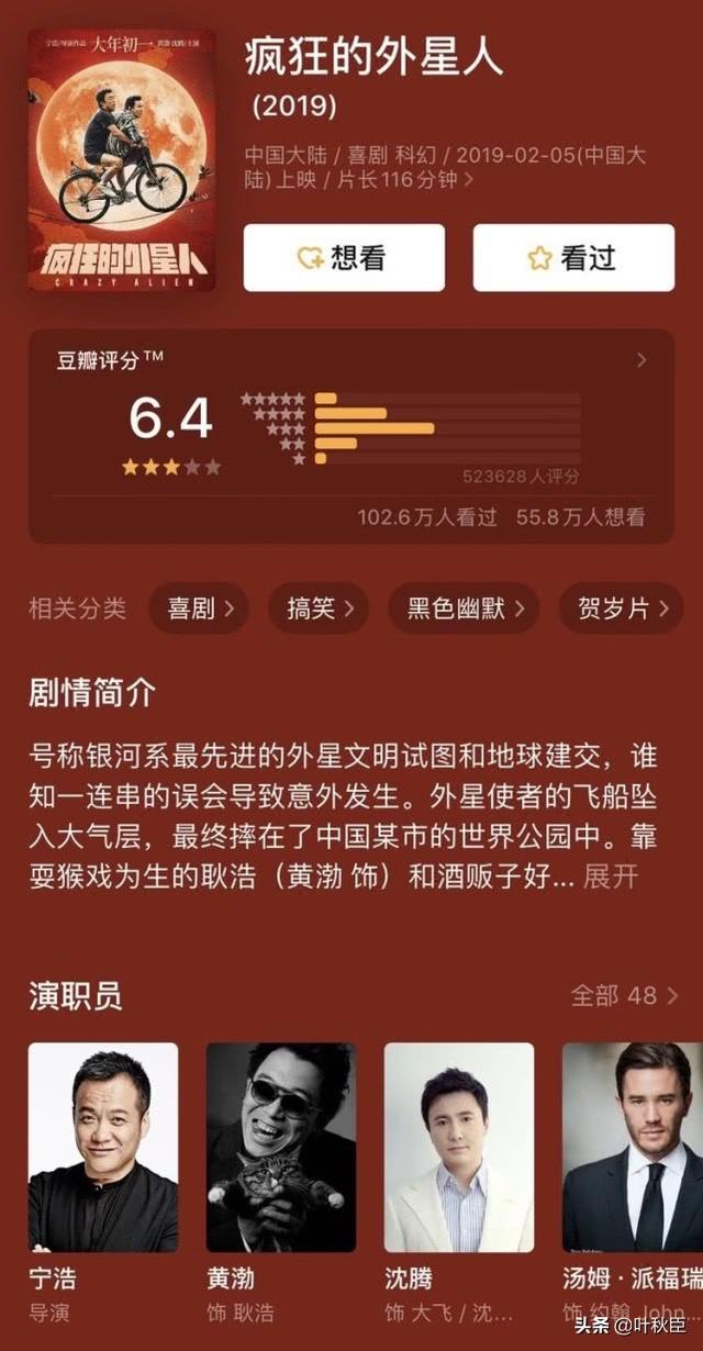 14部票房超10亿的春节档电影:只有1部豆瓣上8分,最差低到4.2