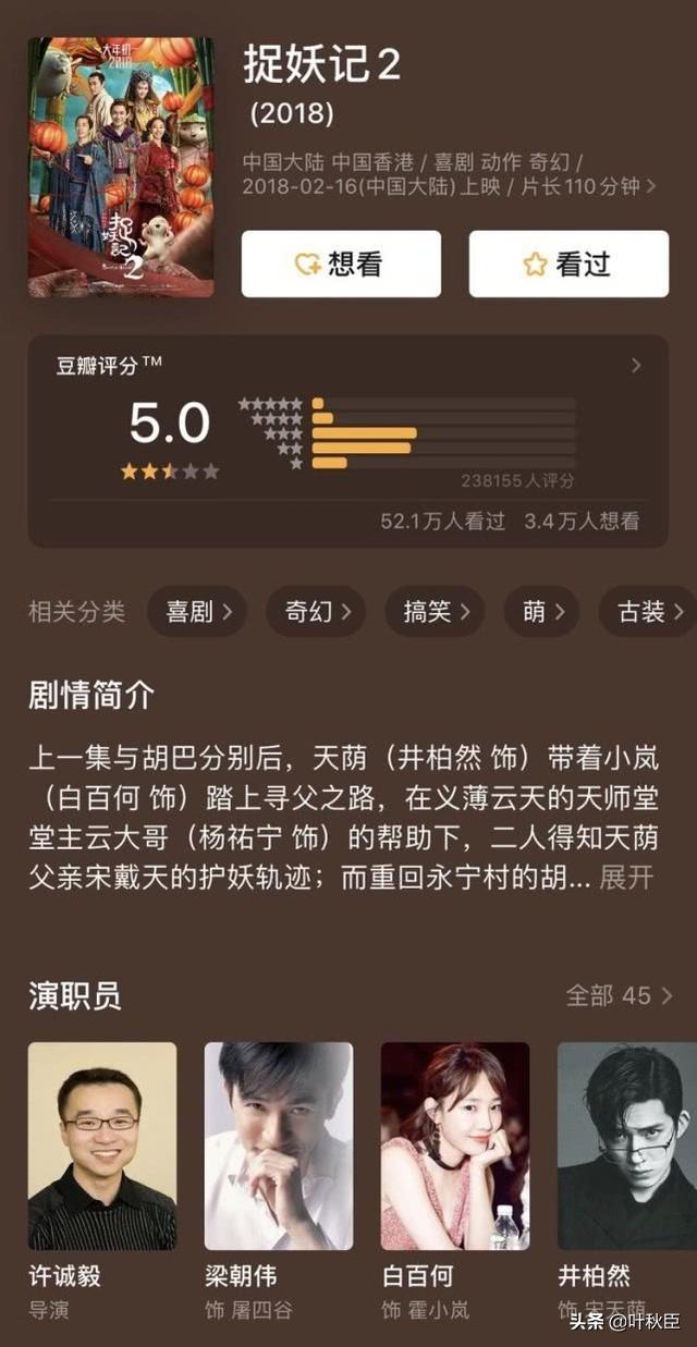 14部票房超10亿的春节档电影:只有1部豆瓣上8分,最差低到4.2