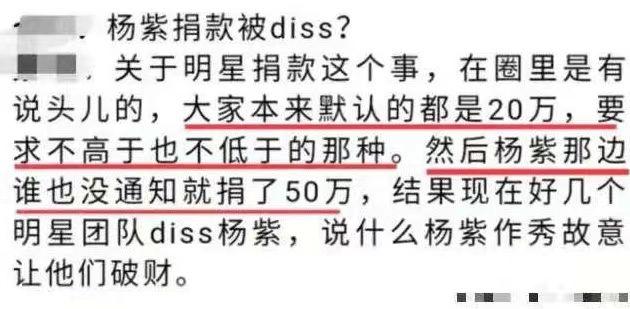 杨紫捐款50W被骂,知情人称:不少明星的经纪人骂其破坏规则