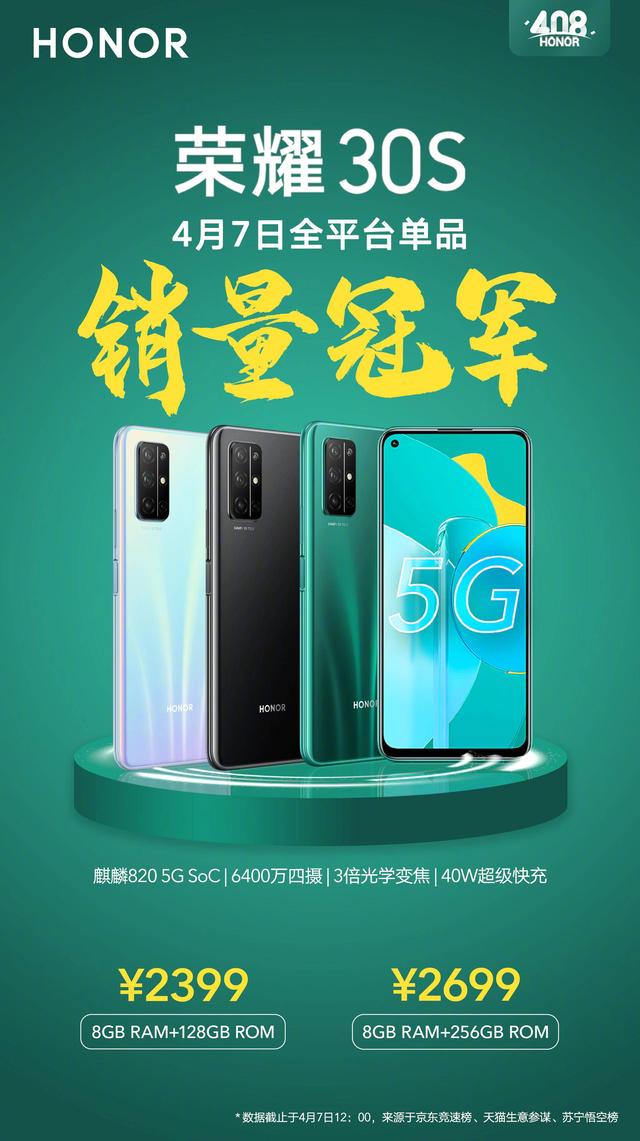 1秒破亿!荣耀30S首销破记录,红米K30Pro被“秒杀”