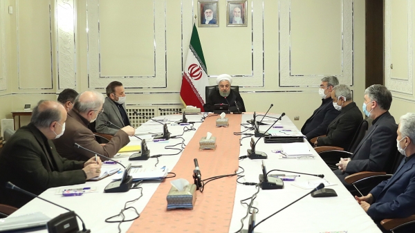 △鲁哈尼在会议中发表讲话 来源：伊朗当地媒体