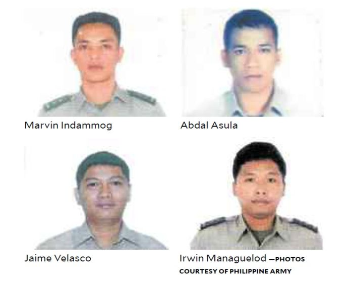 4名遇难的菲律宾陆军情报人员
