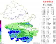 安徽328个站小时最大雨强超过20毫米