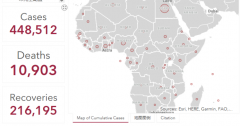 非洲地区54个国家报告确诊病例448512例