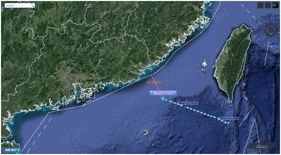 “南海战略态势感知计划”平台7月13日公布的美军E-8C飞机飞行路线