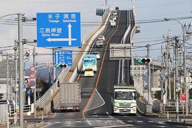 日本大桥惊艳了世界,远看垂直90度,近处却发现其中奥妙