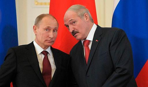 白俄罗斯总统卢卡申科和俄罗斯总统普京。