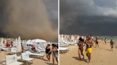 巨大沙尘暴席卷意大利海滩