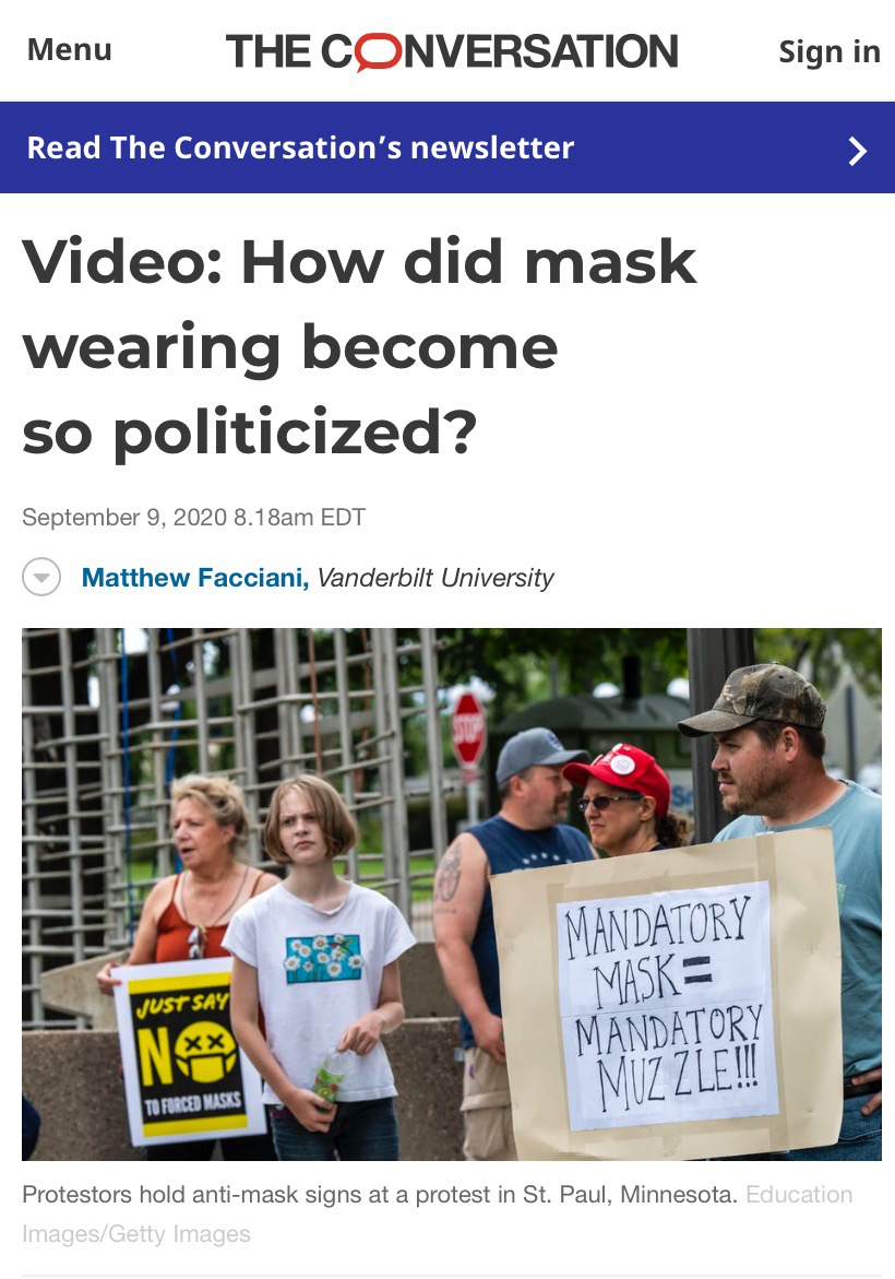 △《谈话》刊文分析，戴口罩在美国已经成为了一个政治化问题