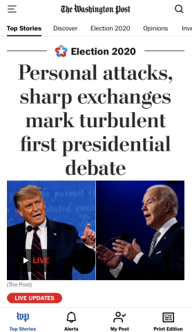 《华盛顿邮报》称，美国大选首场辩论中充斥着人身攻击