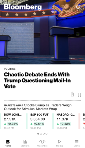 彭博社称，混乱的辩论以特朗普质疑邮寄投票结束