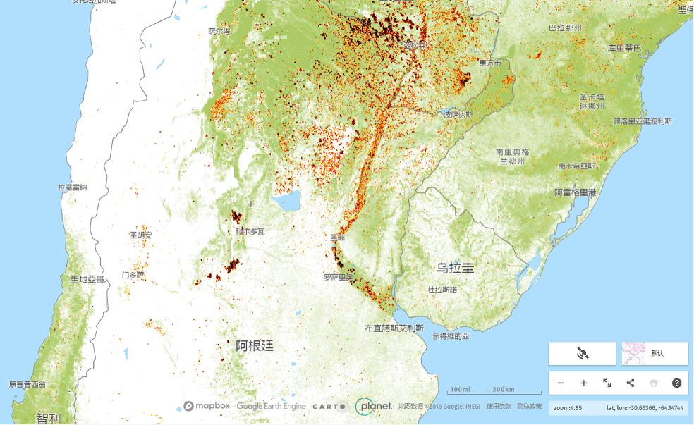 △阿根廷火情地图（图片来源：Global Forest Watch）