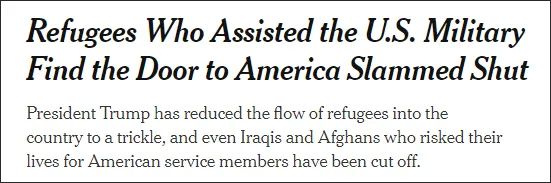 曾帮助美军的难民被美国关在门外 截图：《纽约时报》