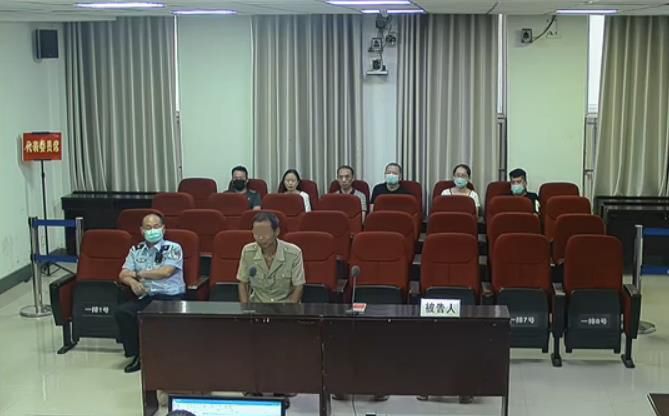 2020年8月19日，一审庭审中，杨作青向法庭供诉自己套购药品的经过。图片来源：中国庭审公开网庭审录像截图。