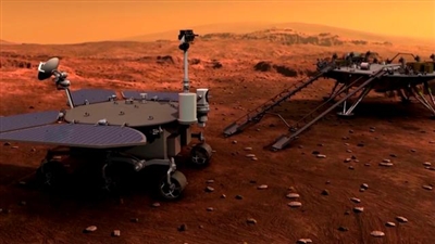 　　“天问一号”着陆平台和火星车效果图