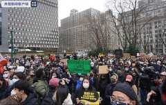 纽约市政厅附近，数百人参加了抗议活