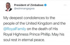 津巴布韦总统姆南加古瓦在其社交媒体