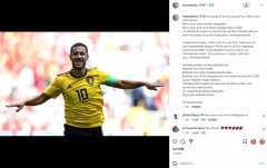 比利时国家队队长埃登-阿扎尔在社交媒