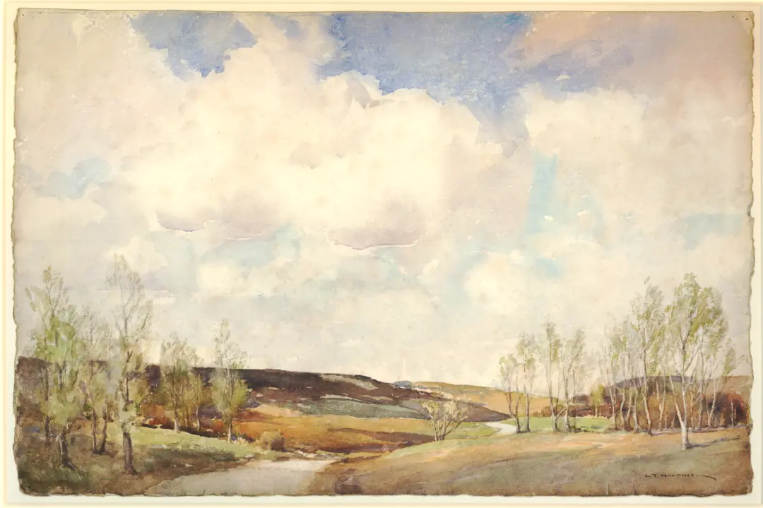 埃德加·托马斯·霍尔丁 (Edgar Thomas Holding, 1870--1952),《萨塞克斯公地》,水彩画，萨塞克斯，英国。